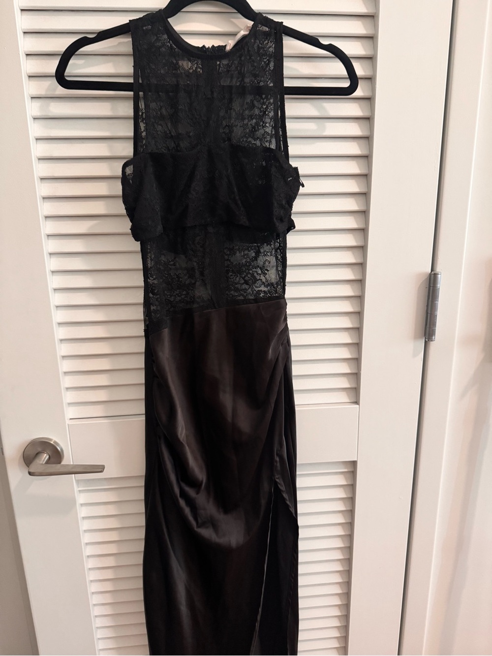 Showpo Black Lace Bodice Satin Maxi Dress